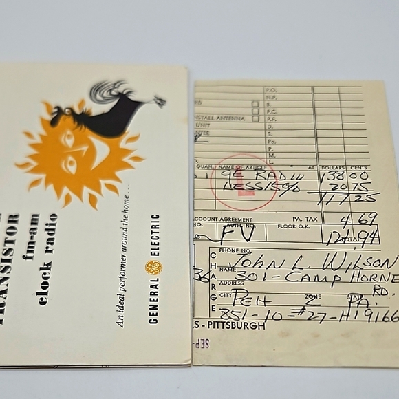 💛 1954 Vintage GE Transistor FM-AM Clock Radio Paperwork Ephemera - Picture 9 of 10